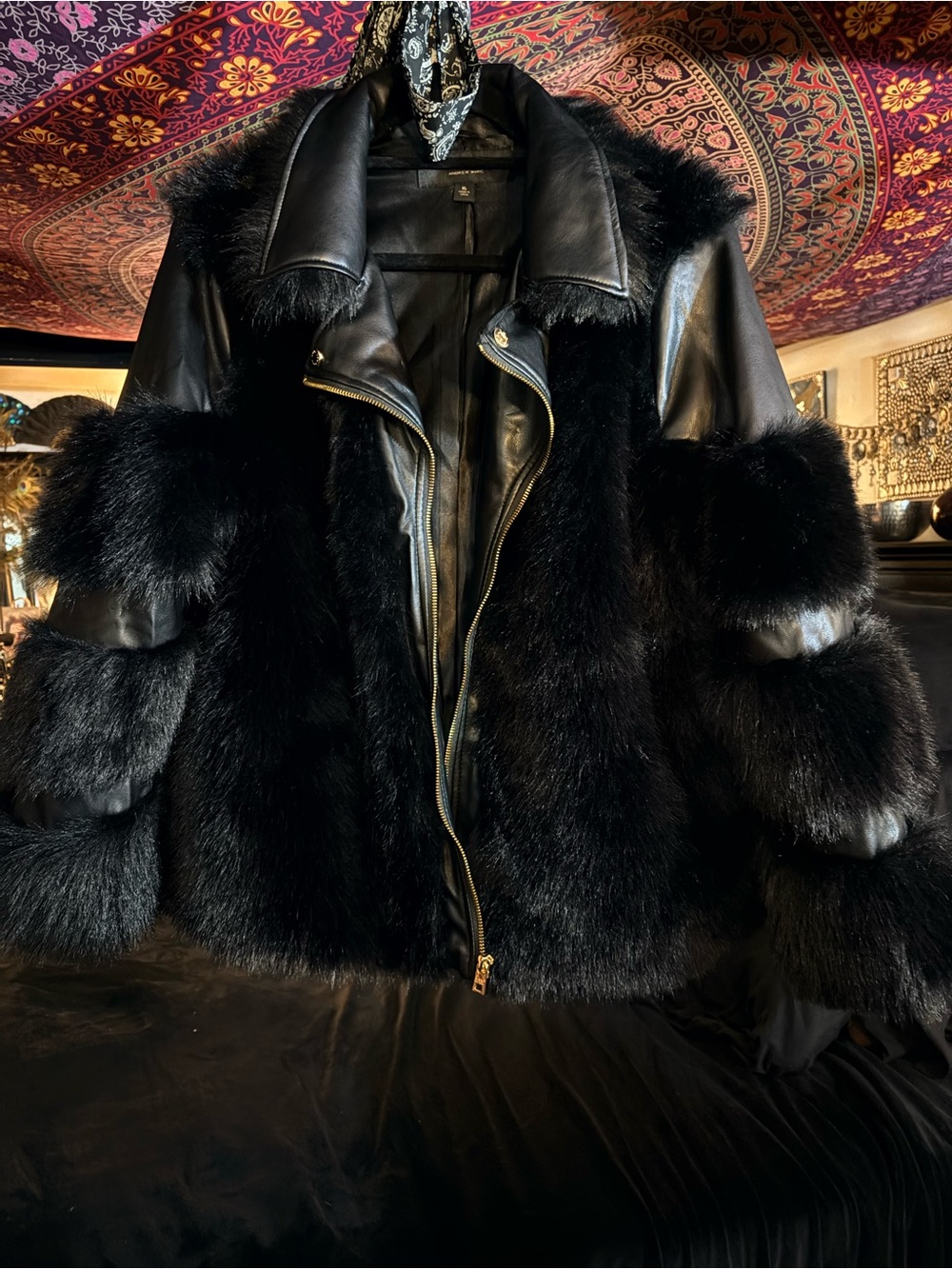 Marc New York Black Faux Fur & Leather Trim Jacket NWOT🖤